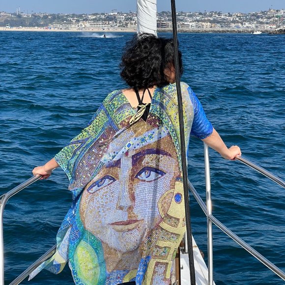 NWT Sheer Wrap, Tunisian Mosaic by Noora Elkoussy for Shop Vida SIZE-REGULAR - Picture 1 of 8